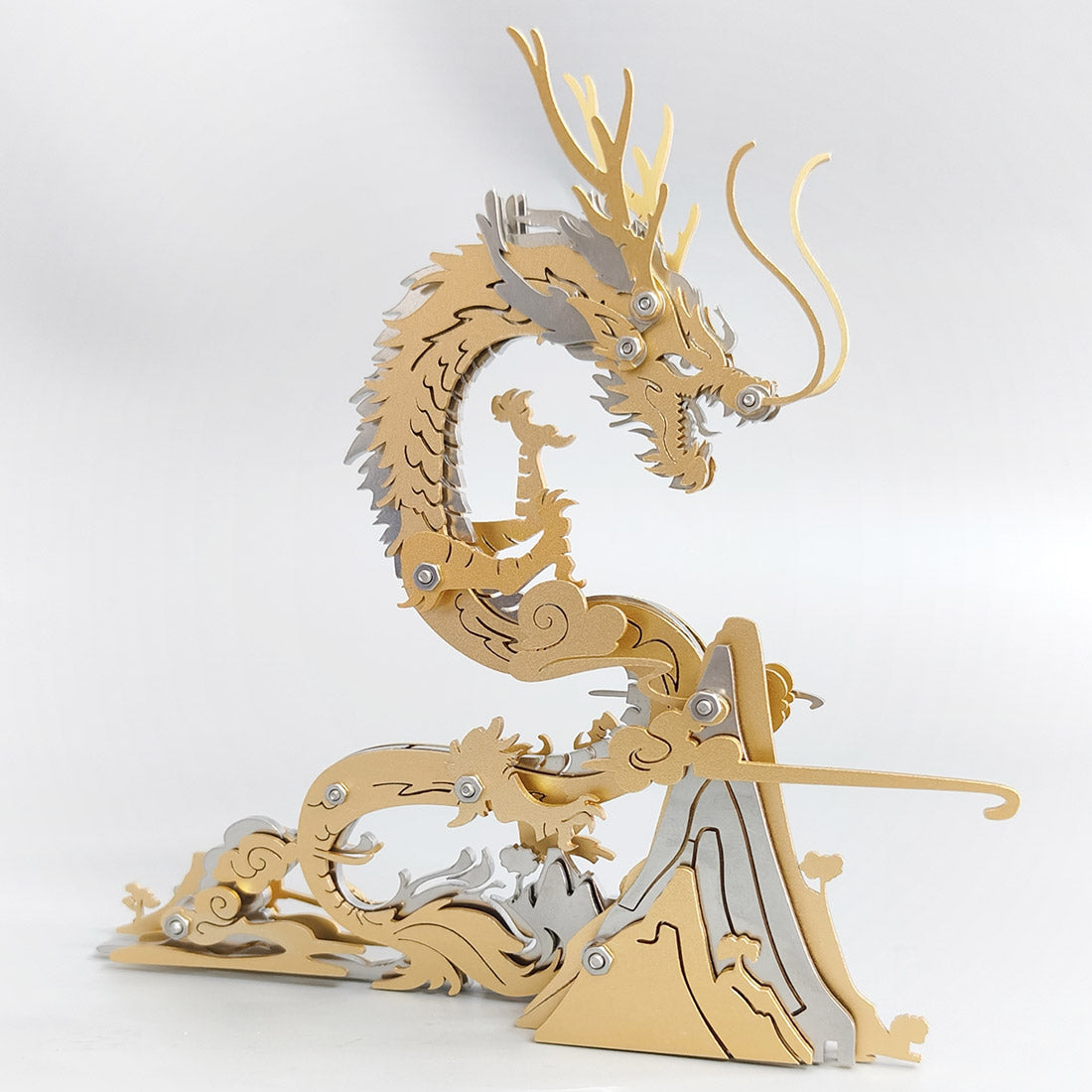 Set of 3 3D metal dragon charms in bronze metal 21x14mm