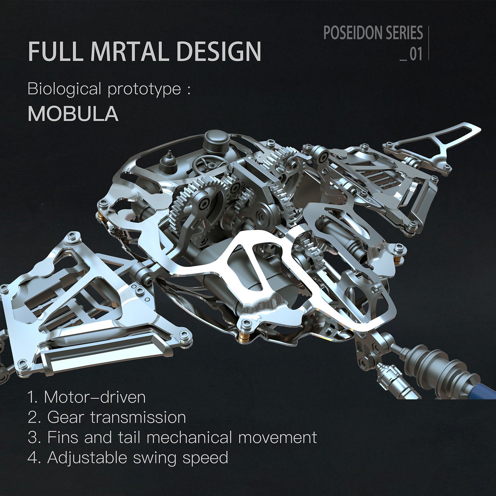 Build Mechanical Mobula Manta Ray Kinetic Sculpture kits Metal Automata Toy