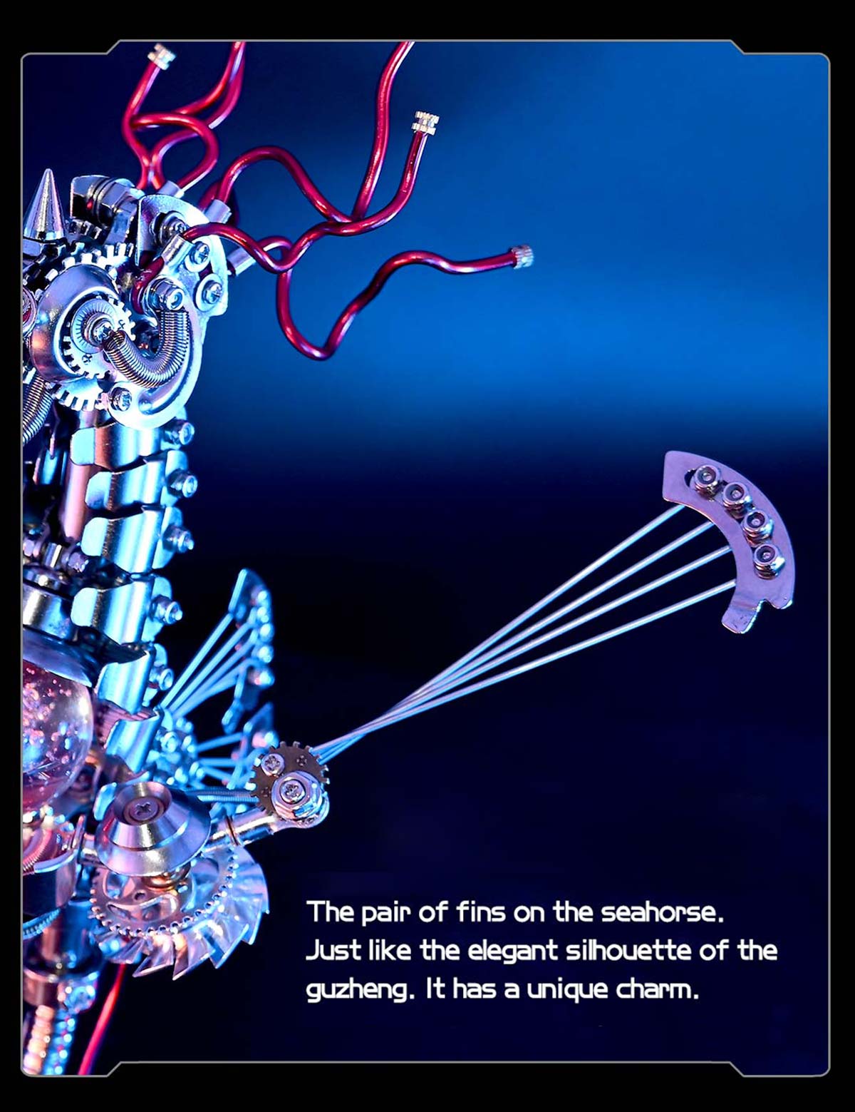 Cyberpunk Seahorse with Music Box Deep-sea 3D Metal Puzzle Mechanical Assembly Model Kit 1000+PCS