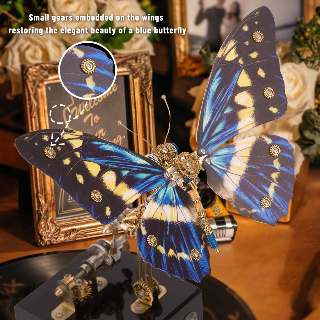 Mechanical 3D DIY Steampunk Butterfly Metal Model Building Kits with Music Box