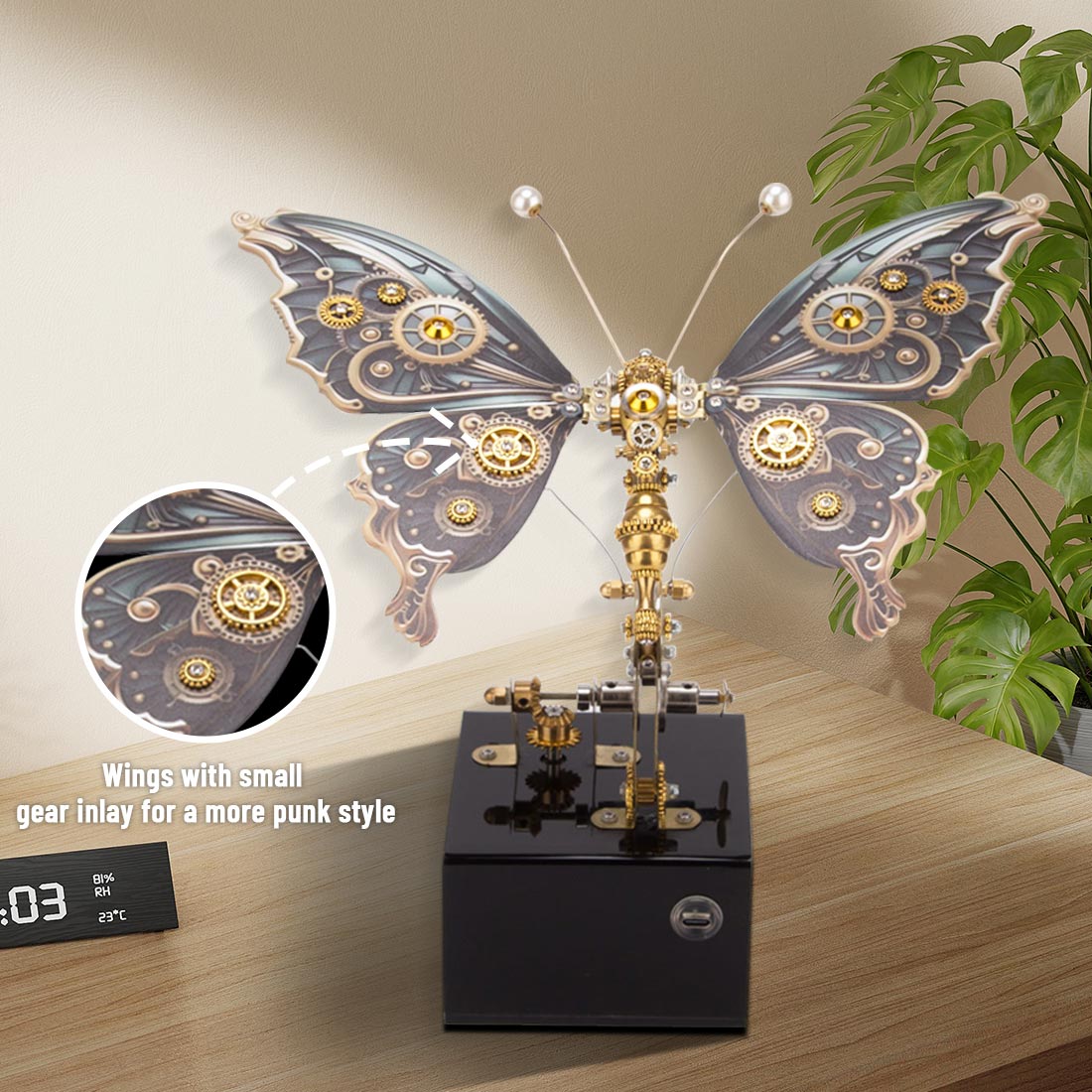 Mechanical 3D DIY Steampunk Butterfly Metal Model Building Kits with Music Box