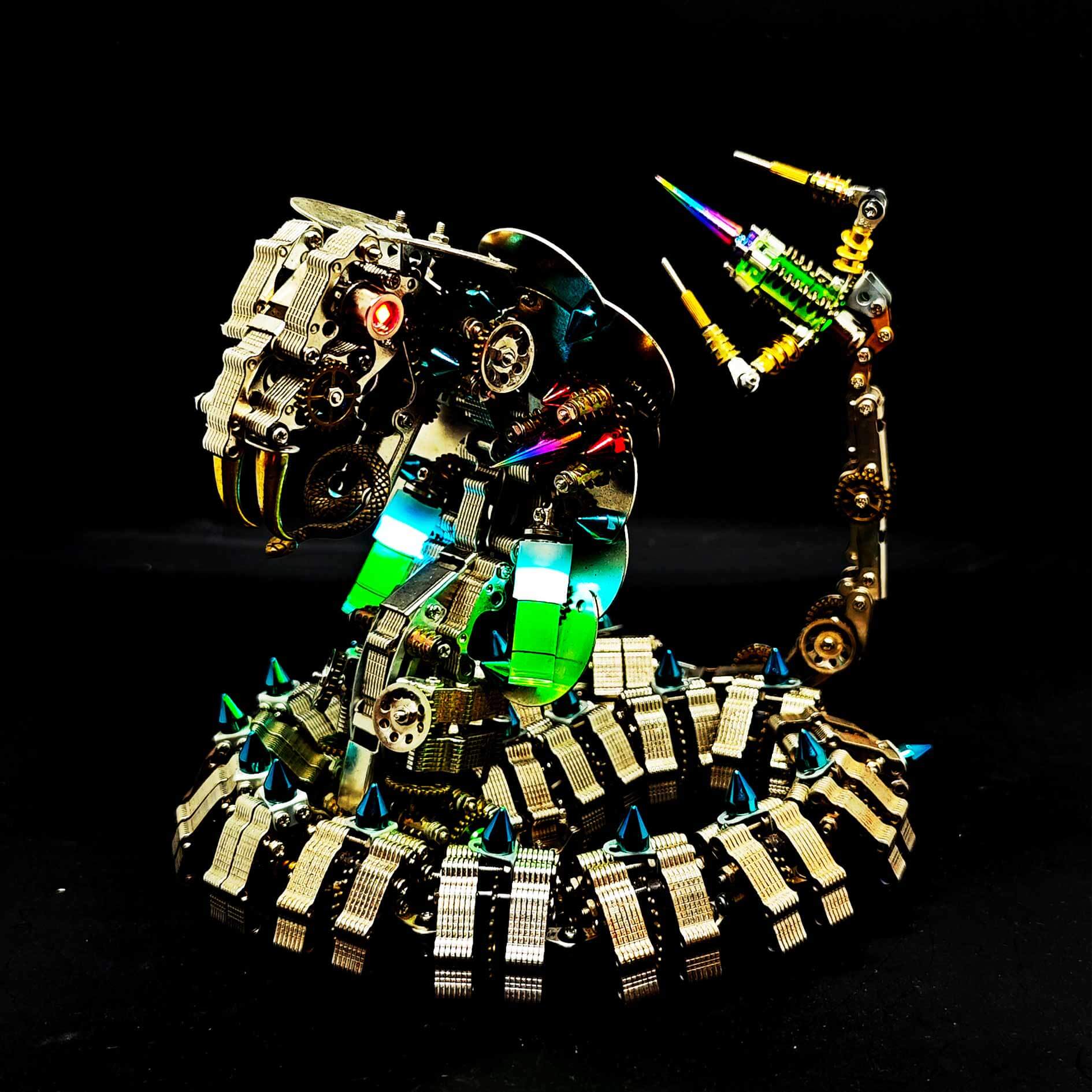 Mechanical Punk Cobra Snake 3D Metal Puzzle Model Building Kits (1000+PCS)