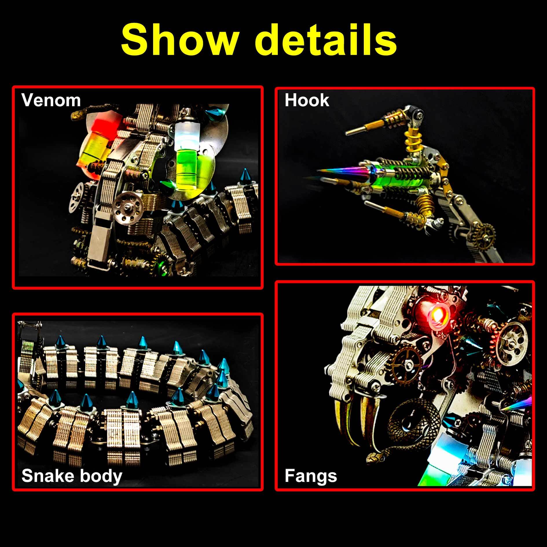 Mechanical Punk Cobra Snake 3D Metal Puzzle Model Building Kits (1000+PCS)