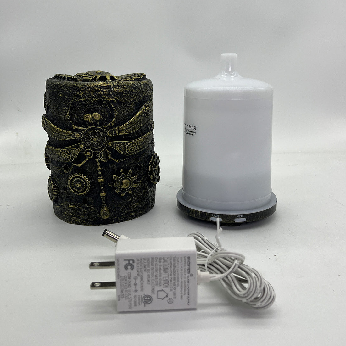 Steampunk Essential Oil Diffuser with Vintage Fossil Dragonfly Pattern