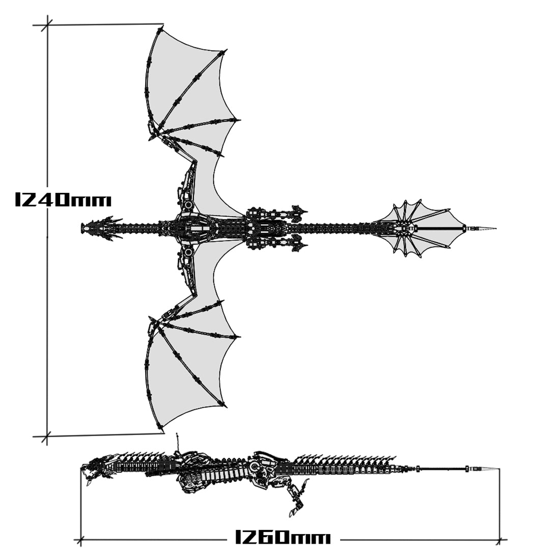 Fantasy Large Dragon Aurora of the Sky 3D Metal Mechanical Difficult Puzzle 3000+PCS 126cm Long