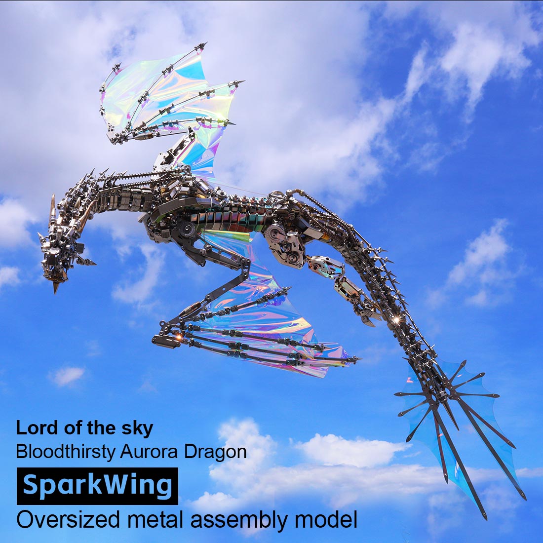 Fantasy Large Dragon Aurora of the Sky 3D Metal Mechanical Difficult Puzzle 3000+PCS 126cm Long