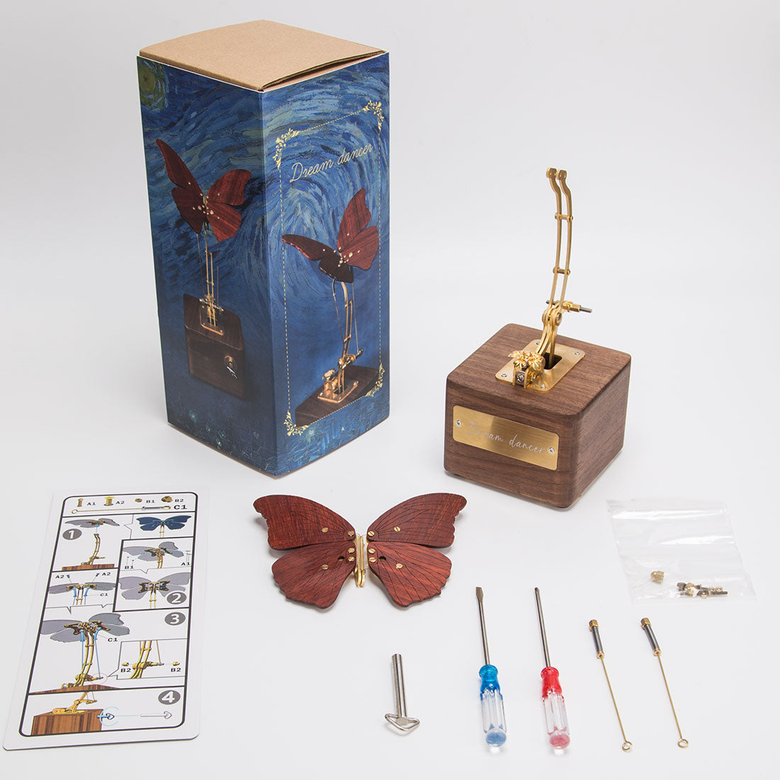 Steampunk Mechanical Butterfly Music Box Wooden Model Kits