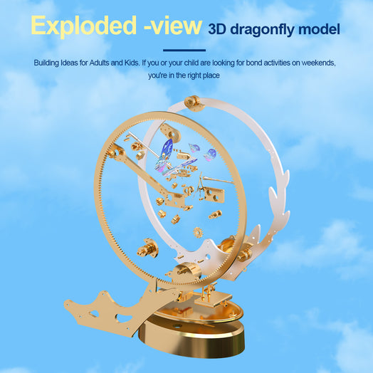 Golden Dragonfly Kinetic Art 3D Metal Model Kits 100pcs