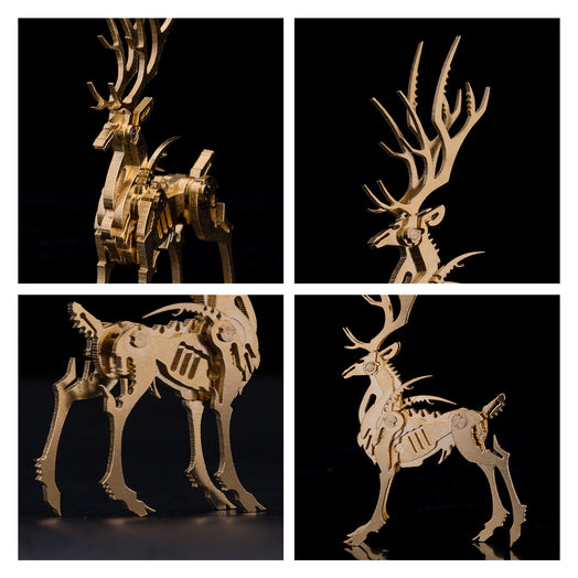 100Pcs+ DIY 3D Assembling Ornament Golden Elk & Silver Elk