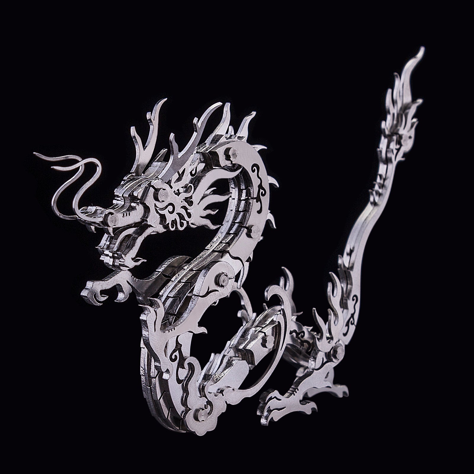 1pc 3d Button Assembly Standing Chinese Dragon Aluminum Foil
