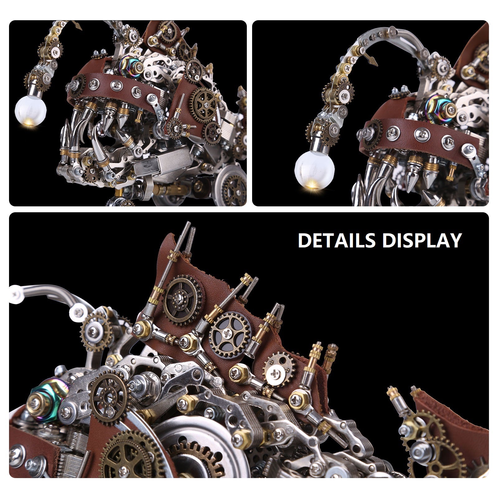 Lantern Fish Steampunk Model DIY Kit Colorful Changing Lamp Halloween Gift (700PCS)