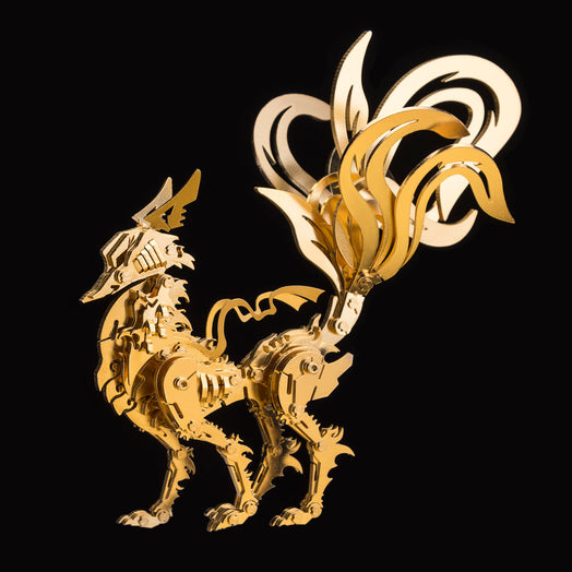 200Pcs+Oriental Mythological Golden Nine-tailed Fox Creatures 3D Metal Puzzle