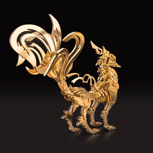 200Pcs+Oriental Mythological Golden Nine-tailed Fox Creatures 3D Metal Puzzle