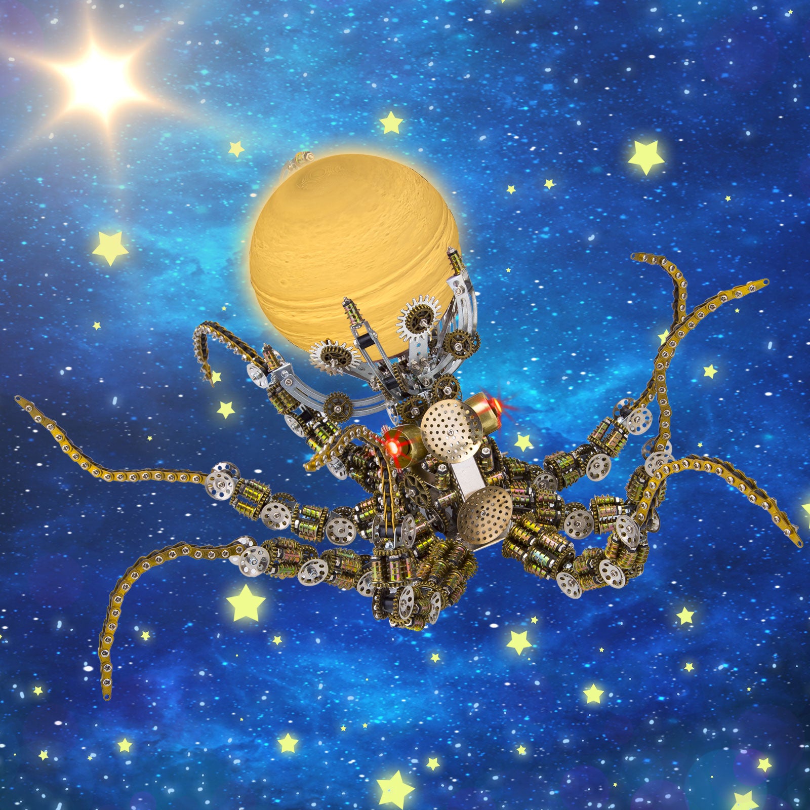 2400PCS+ Planet On Steampunk Mechanical Octopus Metal Model Kit Upgraded Version