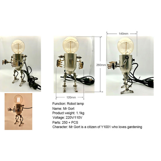 250Pcs+ Metal Future Robot Bulb Lamp Handyman Mr Gort Model Building Kits with Light