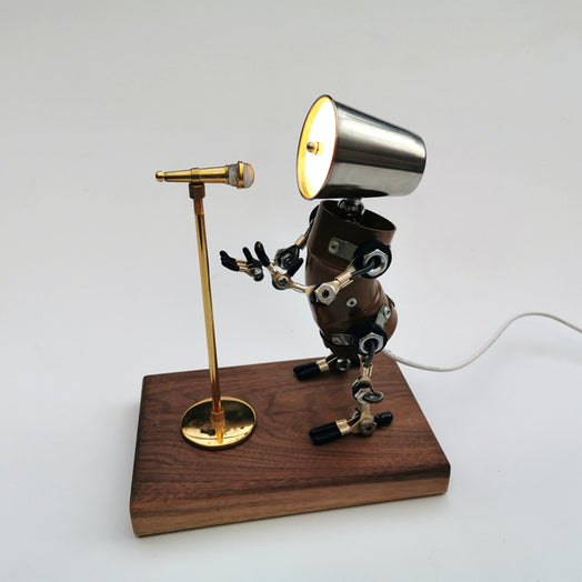 3D Steampunk Metal Band Musician Trumpet Saxophone Robot Table Lamp Crafts