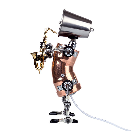 3D Steampunk Metal Band Musician Trumpet Saxophone Robot Table Lamp Crafts