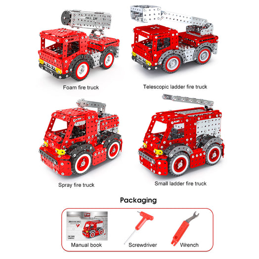 4PCS/SET DIY Metal Assembly Engineering Construction Vehicle Toy