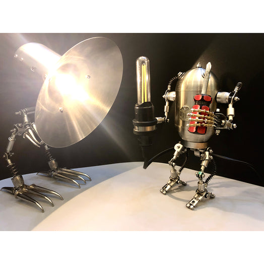 50Pcs+ Steampunk Style Iron Little Robot Man with Light Sword Model Kits to Build Y1001