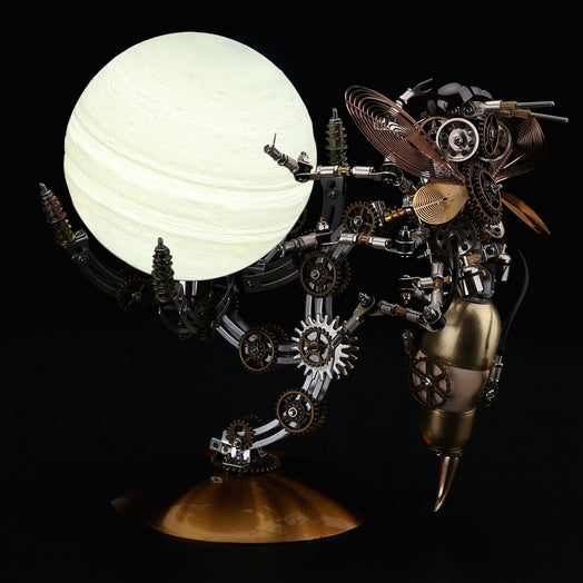 628PCS Steampunk Mechanical Metal Wasp on Glow Jupiter Moon Planet Series