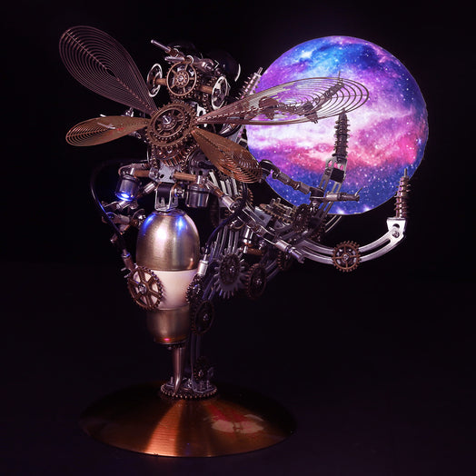 628PCS Steampunk Mechanical Metal Wasp on Glow Jupiter Moon Planet Series