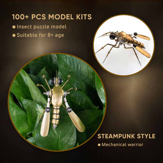 6pcs/Set Steampunk Tiny Insect Bugs Metal DIY Model Kits