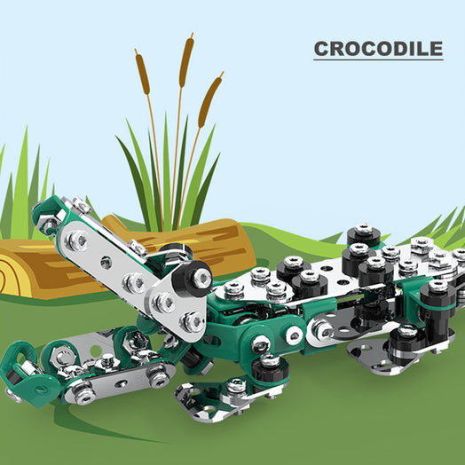 200Pcs Crocodile Assembly Kit 3D Animal Puzzle Model DIY Metal Toys for Kid