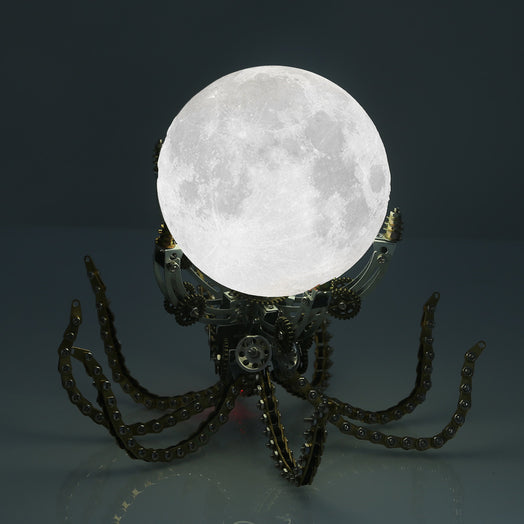 Custom Steampunk Octopus on the Moon Light Lamp 1061PCS Metal Model Kits