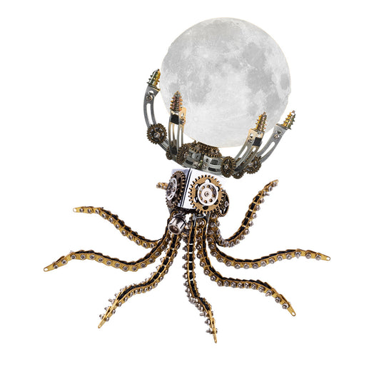 Custom Steampunk Octopus on the Moon Light Lamp 1061PCS Metal Model Kits