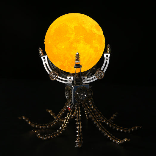 Custom Steampunk Octopus on the Moon Light Lamp 1061PCS Metal Model Kits