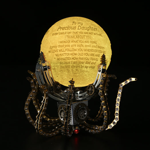 Custom Steampunk Octopus on the Moon Light Lamp 1061PCS Metal Model Kits