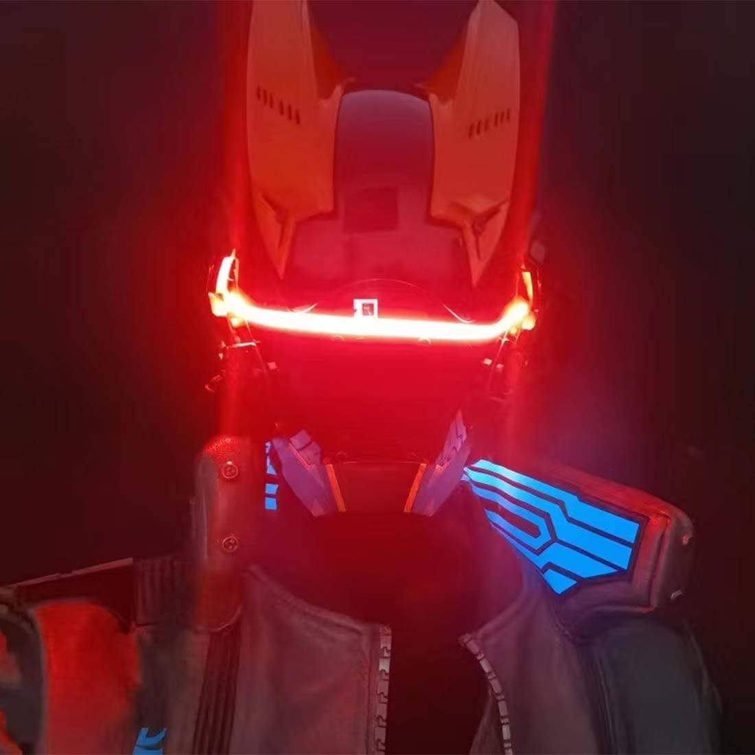 Red LED Punk Mask Futuristic Helmet Cosplay Costume Props for Men