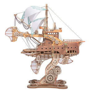 Steampunk DIY Fantasy Travel Spaceship Wooden Puzzle